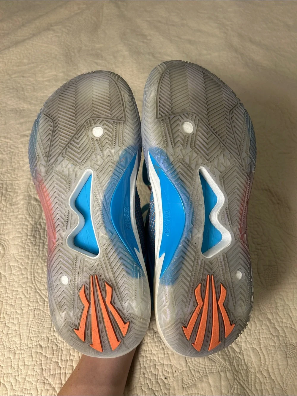 Men’s ANTA Athletic Shoes in Turquoise with Orange Accents